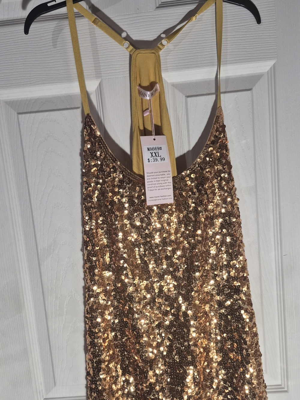 Sparkle Racerback Sequin Chemise - Gold